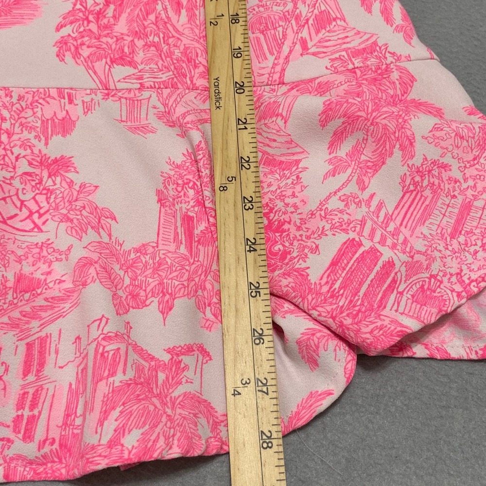 Lilly Pulitzer Pink Tropical Toile One Shoulder Ruffle Mini Dress Size 16 015873 - Picture 6 of 12